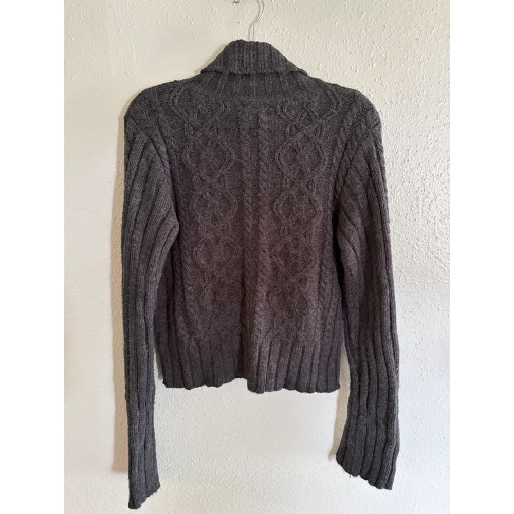 Vintage Route 66 Turtleneck Wool Blend Sweater Cable Knit Chunky Ribbed Gray XL - Picture 4 of 4